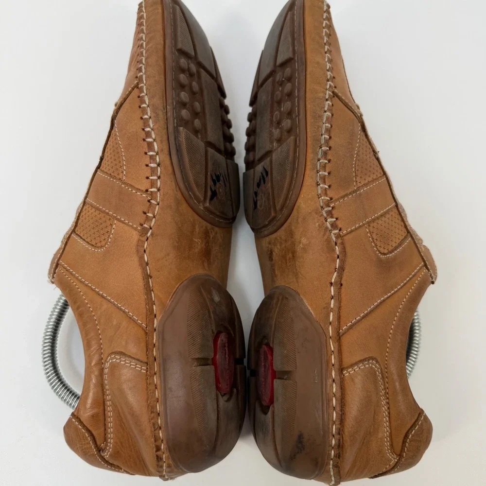 Hush Puppies Mens Tan Leather Slip‎ On Driving Moccasin Loafer Shoes Size 8